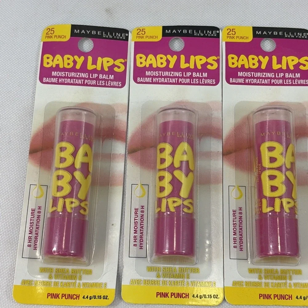 Maybelline Baby Lips Moisturizing Lip Balm Lot Of 4 Pink Punch #25 Flavor New